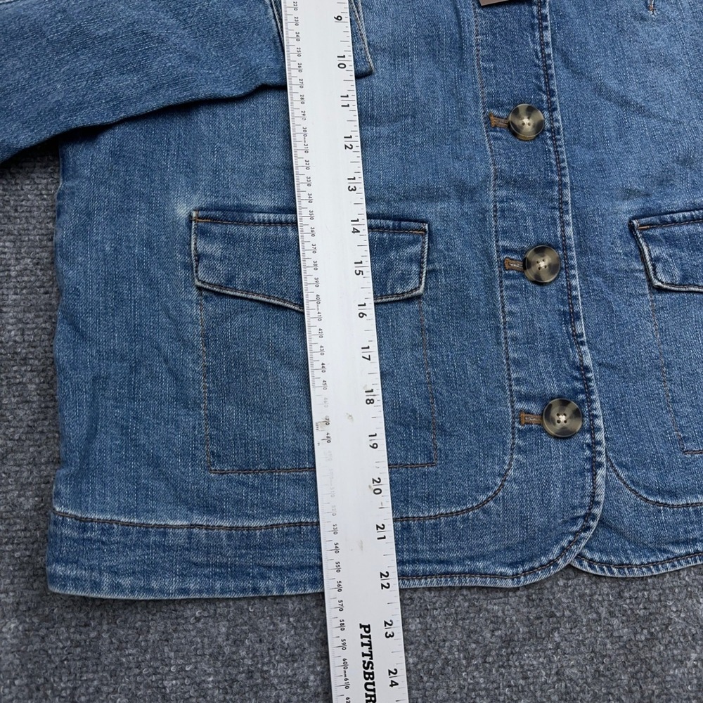NEW J. Jill Denim Jacket Women MP Medium Petite Jean Chore Barn Patch Pocket - Picture 6 of 8
